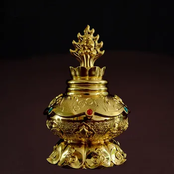 Луксозна златна перла Осем благоприятни символа Ценна ваза будистка церемония Бутилка със светена вода Благоприятен ритуален предмет - Изображение 1  
