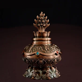 Луксозна златна перла Осем благоприятни символа Ценна ваза будистка церемония Бутилка със светена вода Благоприятен ритуален предмет - Изображение 2  
