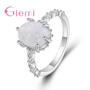 Луксозни лъскави овални кристални пръстени за пръсти Гореща промоция 925 стерлинги сребърни естествени бижута за жени сватба/булчински - Изображение 1  