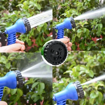 Магически маркуч с дюза за пръскачка за вода 25 /FT/50 FT/75FT/100FT Разширяема гъвкава пластмасова тръба за напояване на градината за миене на автомобили - Изображение 2  