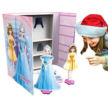 Магнитни хартиени кукли Образователни Преструвайте се и се преструвайте Играйте Пътуване Playset Играчка Създаден Представете си Комплект Подарък за рожден ден за малко момиче - Изображение 1  
