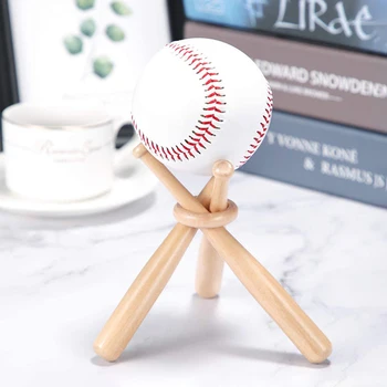 Мини бейзбол прилеп скоба бейзбол притежателя бейзбол голф тенис топка изложбена стойка сувенир топка дърво подкрепа притежателя нов - Изображение 1  
