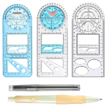 Многофункционални геометрични линийки инструменти за рисуване, за деца Студентски офис с молив - Изображение 1  