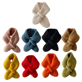 Модерен шал стилен детски шал плътен цвят есен зима плетен шал - Изображение 1  