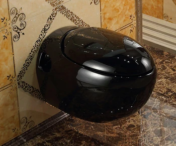Монтирана на стената черна тоалетна малка домакинска висяща тоалетна тоалетна в стената на стената, за да седне и да седне - Изображение 1  