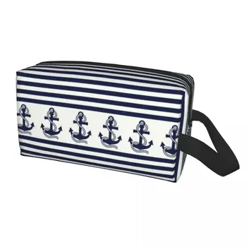 Морски с флот Blue котва пътуване козметична чанта за ветроходство моряк тоалетна грим организатор дами красота съхранение Dopp комплект - Изображение 1  
