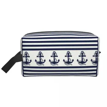 Морски с флот Blue котва пътуване козметична чанта за ветроходство моряк тоалетна грим организатор дами красота съхранение Dopp комплект - Изображение 2  