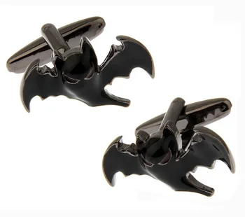Мъжки подарък мода маншет връзки новост черно зло прилеп дизайн вампир стил пистолет черно покритие медни копчета за ръкавели на едро - Изображение 1  