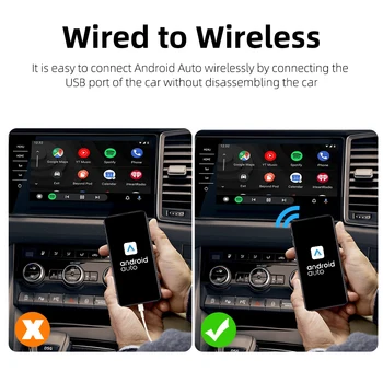 Нов Android Auto Carplay 2in1 Smart AI Box Безжичен Apple Carplay адаптер за кола OEM кабелен към безжичен USB донгъл Plug and Play - Изображение 2  