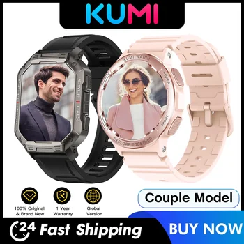 Нов KUMI Умни двойки Часовници NFC Smartwatch Bluetooth Обадете живот Водоустойчив 100+ Спортен сърдечен ритъм за мъже Безплатна доставка за жени - Изображение 1  