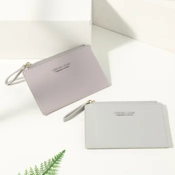 Нов портфейл карта чанта дамска чанта проста мода класически плътен цвят цип чантата женски Instagram експлозия - Изображение 2  