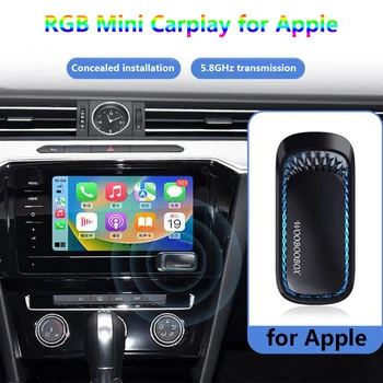 Нова RGB мини Carplay AI кутия за Apple Car Play Безжичен адаптер за кола OEM кабелен CarPlay към безжичен интелигентен USB донгъл Plug and Play - Изображение 1  