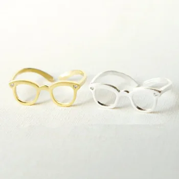 Нова мода бижута пънк очила дизайн пръст пръстени жени офис дами любов цвят на едро - Изображение 1  