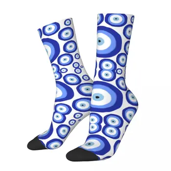 Нови мъжки чорапи случайни гръцки око късмет символ модел чорап полиестер спорт дамски чорапи пролет лято есен зима - Изображение 1  