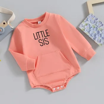 Новородено бебе момиче суитчъри боди пролет есенни дрехи писмо дълъг ръкав гащеризони за деца бебе елементи облекло - Изображение 1  