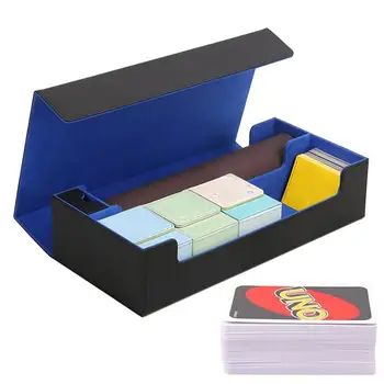 Организатор на карти за размяна Магнитна картонена кутия за съхранение на карти за стандартни размери карти за търговия PU кожена картонена спортна карта - Изображение 1  