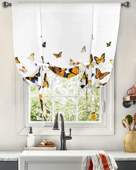 Пасторална пеперуда градиент прозорец завеса за хол Начало декор щори завеси кухня вратовръзка къси завеси - Изображение 1  