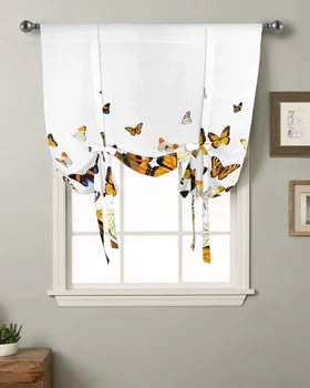 Пасторална пеперуда градиент прозорец завеса за хол Начало декор щори завеси кухня вратовръзка къси завеси - Изображение 2  