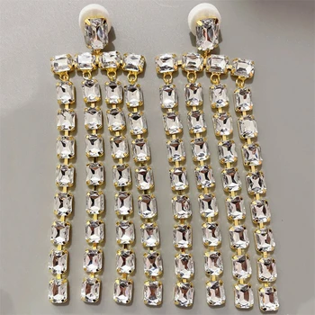 Персонализиран пискюл Голям кристал Обеци Бижута Мода Банкет Парти Кристални обеци Бижута Дресинг Аксесоари за тяло - Изображение 2  