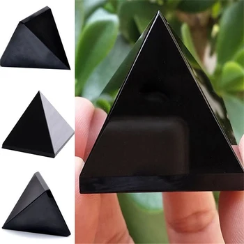 Пирамидални лечебни кристални занаяти Черен естествен обсидиан кварцов кристален подарък Домашен декор Красива лъскава повърхност Drop Shipping - Изображение 2  