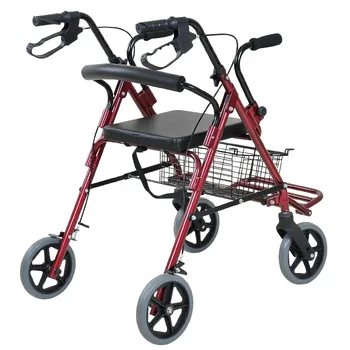 Продукти за грижа за възрастни хора сгъваеми четириноги стоящи могат да бутат и седят пазаруване количка проходилка - Изображение 1  