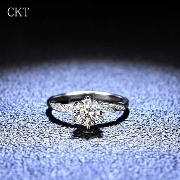 разкошен PT950 платинен 1CT Moissanite диамантен пръстен елегантни жени булчински годежно сватбено тържество обещание бижута подарък - Изображение 1  