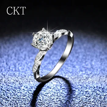 разкошен PT950 платинен 1CT Moissanite диамантен пръстен елегантни жени булчински годежно сватбено тържество обещание бижута подарък - Изображение 2  