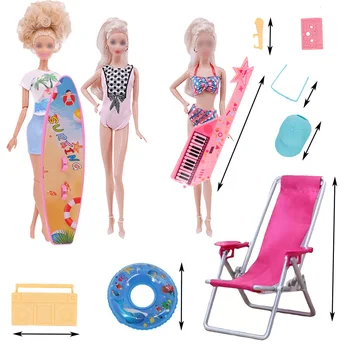 Разни Комплект Барби кукла дрехи бански костюми бикини аксесоари за кукла Барби кукла обувки ботуши скейтборд за кукла Барби аксесоари - Изображение 2  