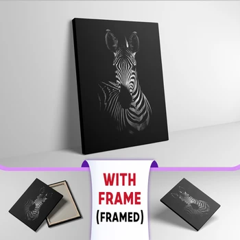 Рамкиран черен бял слон елен зебра плакат декоративни картини с рамка платно стена арт снимки картини хол декор - Изображение 1  