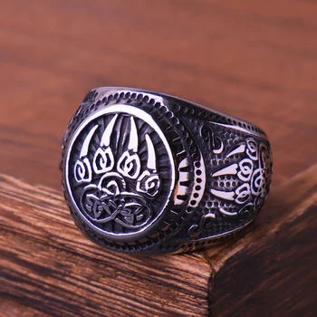 реколта неръждаема стомана викингски нокът пръстен за мъже мода парти хип-хоп животински мечка лапа пръстен бижута подарък едро дропшипинг - Изображение 1  