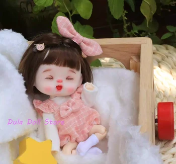 Рокля за дрехи за кукли Dula Розов кариран костюм за катерене Ob11 gsc Аксесоари за кукли - Изображение 2  
