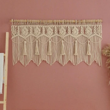 Ръчно тъкани Macrame памучна врата завеса гоблен стена висящи изкуство гоблен Boho декорация Бохемия сватба фон гоблен подарък - Изображение 2  