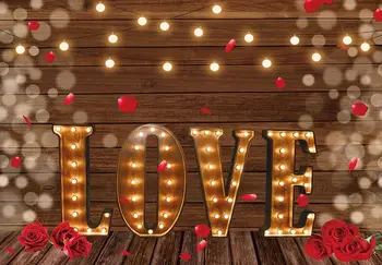 Свети Валентин Любовен фон Червена роза сърце любов дърво стена фотография фон сватбено тържество годишнина декорация банер - Изображение 2  