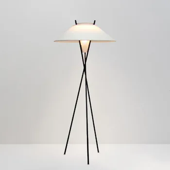 скандинавски минимализъм Wabi Sabi подова лампа черен метален триъгълник Led осветление плат етаж светлина изкуство Начало декор лампа осветителни тела - Изображение 2  