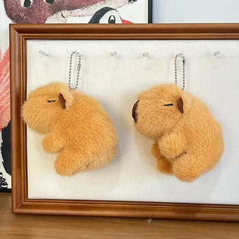 Сладък Capybara ключодържател карикатура късмет морско свинче кукла висулка кола ключодържател раница сексапил чанта декор аксесоари - Изображение 1  