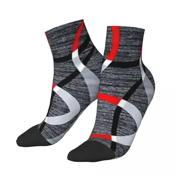 Сладък модерен абстрактен сив червен вихри чорапи жени мъже топло 3D печат геометричен модел баскетбол спортни чорапи - Изображение 2  