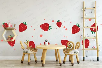сладък ягодов модел детска стая стена декорация самозалепващи водоустойчив винил тапети housewarming подарък за приятел - Изображение 1  