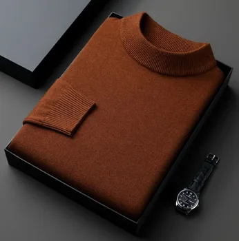 Случайни мъжки анти-пилинг високо качество плета пуловер риза тънък годни дълъг ръкав пуловер тенденция мъжко облекло - Изображение 1  