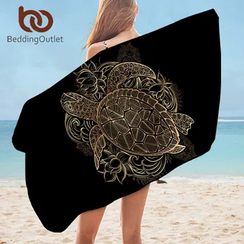 Спално бельоOutlet костенурка кърпа за баня микрофибър злато костенурка плажна кърпа за баня Lotus флорални одеяло 75x150cm на едро - Изображение 1  