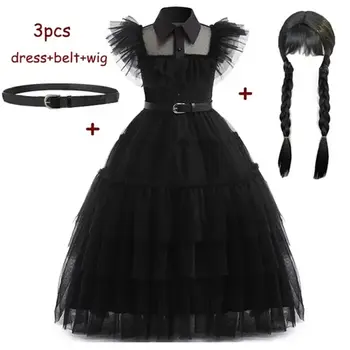 сряда Адамс костюм момичета за деца Addam Vestidos Mesh готически черен цвят парти рокли карнавал косплей Хелоуин костюм - Изображение 1  