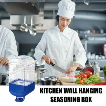 Стенен диспенсър за подправки Кухненски контейнери за съхранение Организатори на лепило за стена Натиснете тип Punch Безплатни дозатори - Изображение 2  