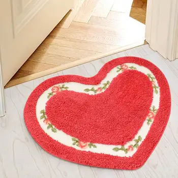 Сърце форма килим мат душ абсорбиращ любов плюшен под мат хол спалня декоративни подови постелки Начало текстил аксесоари - Изображение 2  