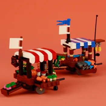 Творчески средновековен градски градивен блок Панаир на страната Зеленчукови морски дарове Сергия Риба Морков MOC Мини модел тухли играчки деца подарък - Изображение 1  