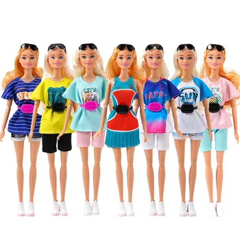 тениска + къса + лента на талията / комплект дрехи + колан / 30cm кукла облекло спортно облекло костюм за 1/6 Xinyi FR ST кукла Барби - Изображение 1  