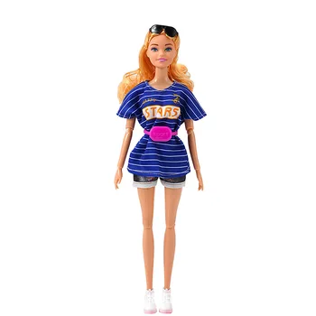 тениска + къса + лента на талията / комплект дрехи + колан / 30cm кукла облекло спортно облекло костюм за 1/6 Xinyi FR ST кукла Барби - Изображение 2  
