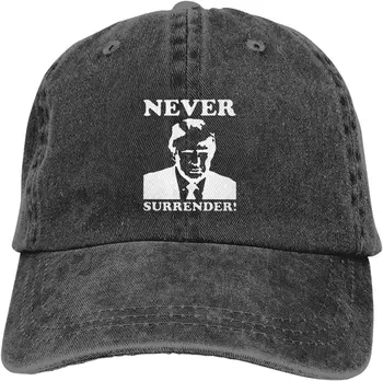 Тръмп Mugshot никога не се предава! Каубойска шапка ретро извита периферия татко шапка измити памук класически черна бейзболна шапка - Изображение 1  