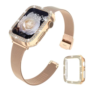 Тънка лента за часовник за Apple Watch Band 38mm 40mm 41mm 42mm 44mm 45mm Калъф с мрежеста каишка за iWatch SE 7 6 5 4 3 2 1 Гривна - Изображение 1  