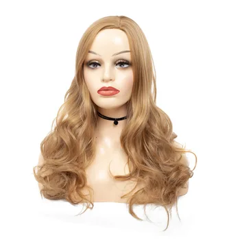 Търговия на едро 65 см дълго златна блондинка големи вълни синтетични перуки жени естествена коса за женски косплей топлоустойчиви влакна перуки - Изображение 1  
