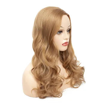 Търговия на едро 65 см дълго златна блондинка големи вълни синтетични перуки жени естествена коса за женски косплей топлоустойчиви влакна перуки - Изображение 2  