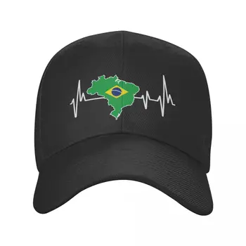 Унисекс Дизайн на сърдечния ритъм Бразилско знаме Бразилска шапка за камион Възрастен бразилски горд регулируема бейзболна шапка Жени Мъже Защита от слънцето - Изображение 1  